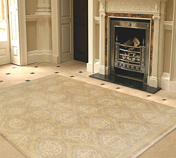 Pasargad Home Ottoman Collection Hand-knotted Lamb's Wool Area Rug For Timeless Elegance And Durability   Pch-3 Beige 8x10