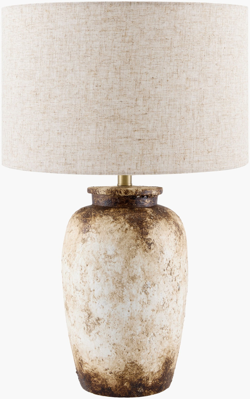 Surya Ostuni Cement Base Table Lamp with Linen Shade for Warm Ambient Living Room Light OTU-001