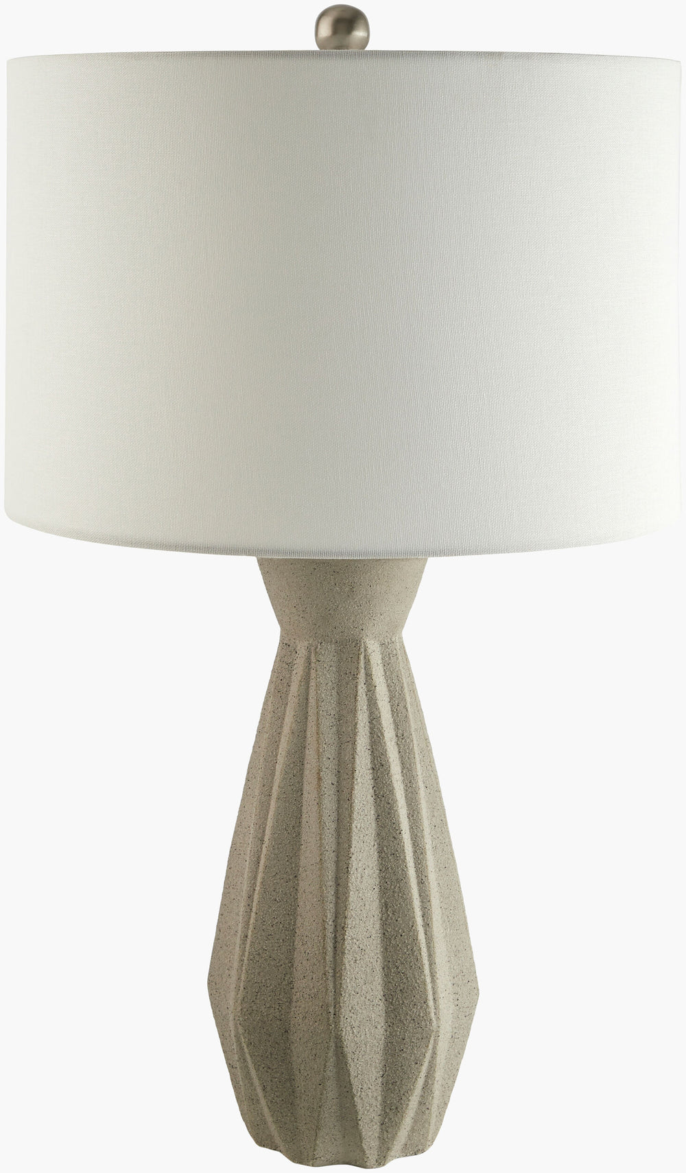 Surya Octavio Rustic Charm 28" Accent Table Lamp - Cement & Metal Design With Elegant Cotton Shade Body, Gray Cement,Iron,Cotton,Iron Otv-001