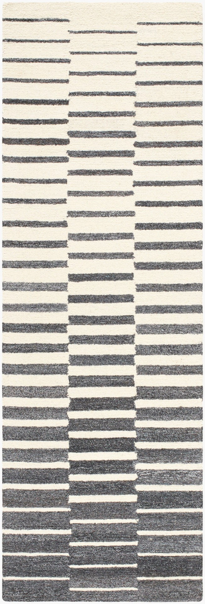 Livabliss Ottawa Hand Tufted Eco Friendly Wool Blend Area Rug for Entryway or Bedroom Accent Beige, Charcoal 2'6" x 8' OTW2302-268