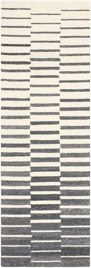 Livabliss Ottawa Hand Tufted Eco Friendly Wool Blend Area Rug for Entryway or Bedroom Accent Beige, Charcoal 2'6" x 8' OTW2302-268