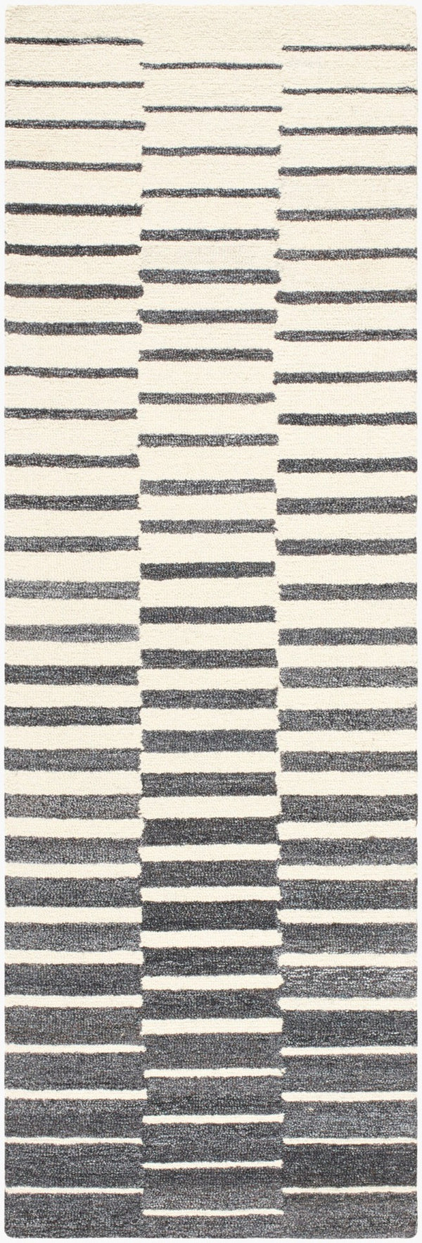 Livabliss Ottawa Hand Tufted Eco Friendly Wool Blend Area Rug for Entryway or Bedroom Accent Beige, Charcoal 2'6" x 8' OTW2302-268