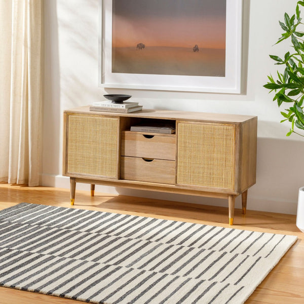 Livabliss Ottawa Hand Tufted Eco Friendly Wool Blend Area Rug for Entryway or Bedroom Accent Beige, Charcoal 2'6" x 8' OTW2302-268