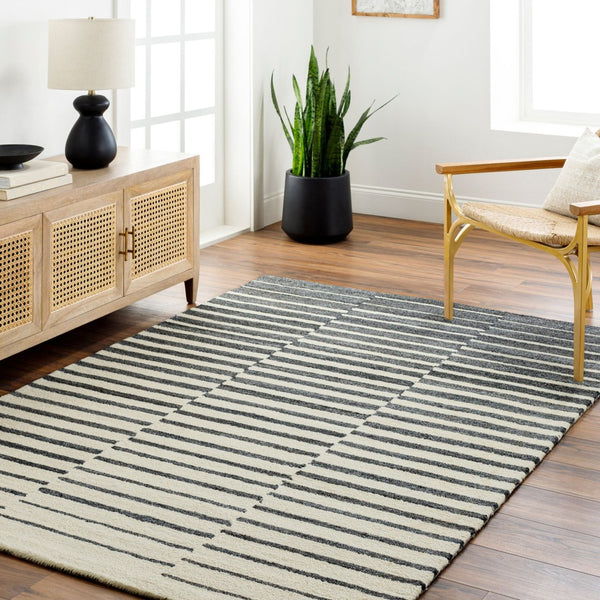 Livabliss Ottawa Hand Tufted Eco Friendly Wool Blend Area Rug for Entryway or Bedroom Accent Beige, Charcoal 2' x 3' OTW2302-23