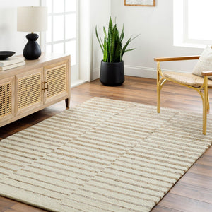 Livabliss Ottawa Hand Tufted Wool Blend Area Rug for Entryways Sustainable Pet Fiber Accent Beige, Tan 5' x 7'6" OTW2304-576