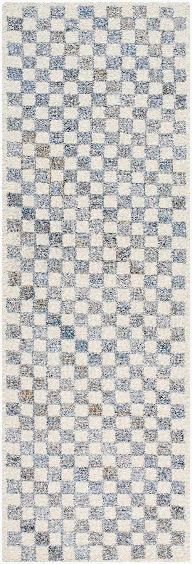 Livabliss Ottawa Hand Tufted Wool Blend Area Rug Artisan Crafted for Entryway or Bedside Accent Beige, Sky Blue 2'6" x 8' OTW2305-268
