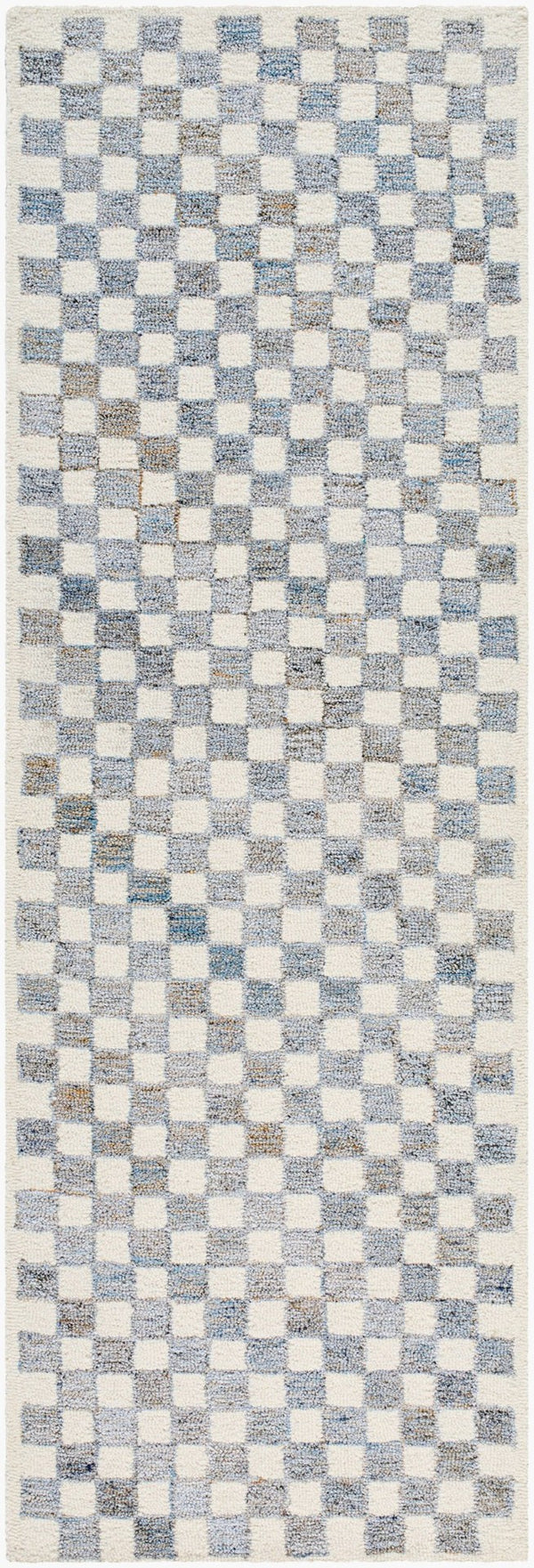 Livabliss Ottawa Hand Tufted Wool Blend Area Rug Artisan Crafted for Entryway or Bedside Accent Beige, Sky Blue 2'6" x 8' OTW2305-268