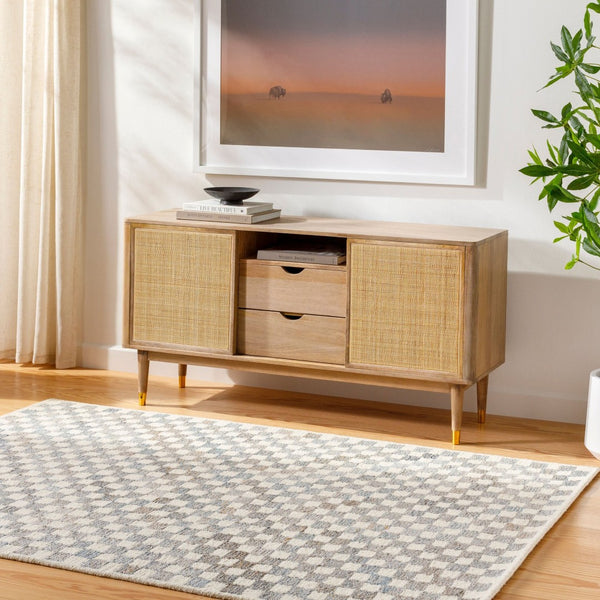 Livabliss Ottawa Hand Tufted Wool Blend Area Rug Artisan Crafted for Entryway or Bedside Accent Beige, Sky Blue 2'6" x 8' OTW2305-268
