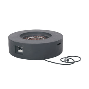 English Elm Lightweight Concrete Round Outdoor Fire Pit 50000 Btu Modern Low Profile Dark Gray 59240.00-50K