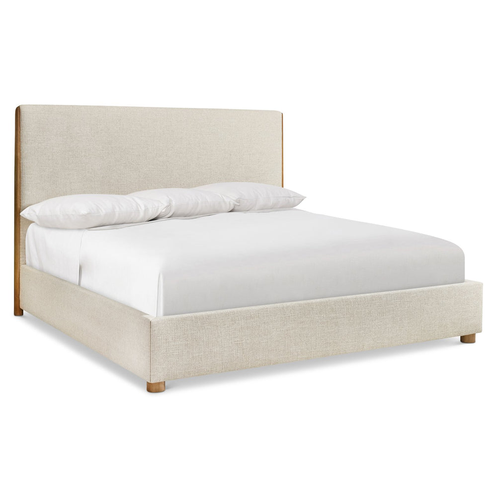 Bernhardt Bernhardt Brasea Upholstered Panel Bed Mahogany Wood Posts Modern Retro Bedroom King K2298
