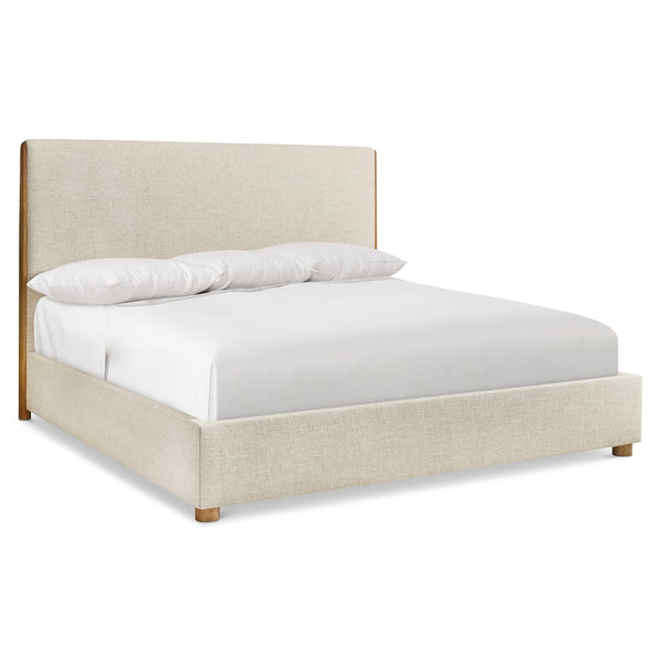 Bernhardt Bernhardt Brasea Upholstered Panel Bed Mahogany Wood Posts Modern Retro Bedroom King K2298