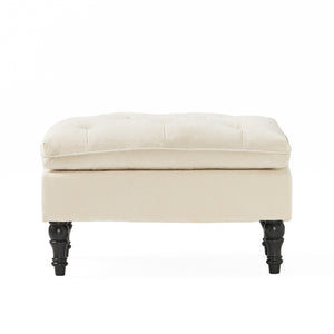 English Elm Lofton Button Tufted Round Ottoman with Turned Birch Legs for Living Room Seating 53081.00