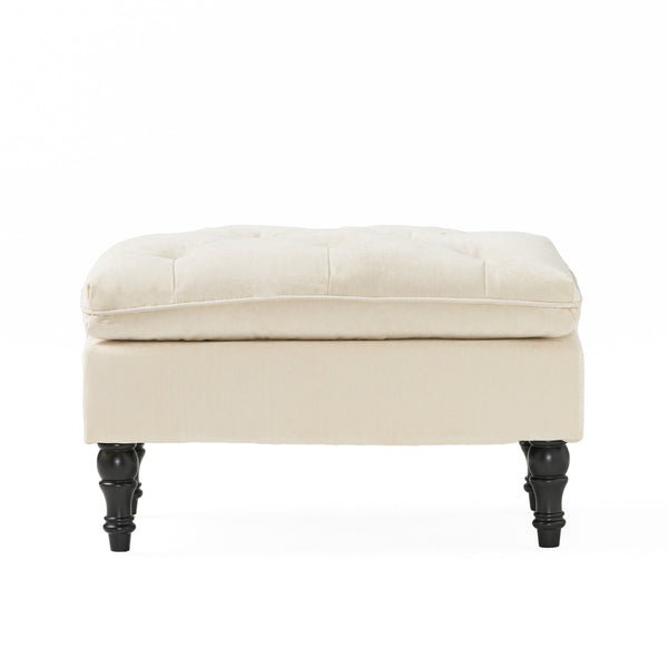 English Elm Lofton Button Tufted Round Ottoman with Turned Birch Legs for Living Room Seating 53081.00