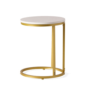 English Elm Christopher Knight Home® - END TABLE C-Shape Modern Glam Gold Frame with White Top, Durable Iron MDF Side Table for Sofa 68987.00