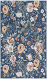 Nourison Washables NWB01 Machine Made Power-loomed Borderless Design Indoor Only Vintage Farmhouse Rug Navy Multicolor, Navy Multicolor Front Base, 85% Polyester,9% Cotton,6% Other Fibers 99446912190