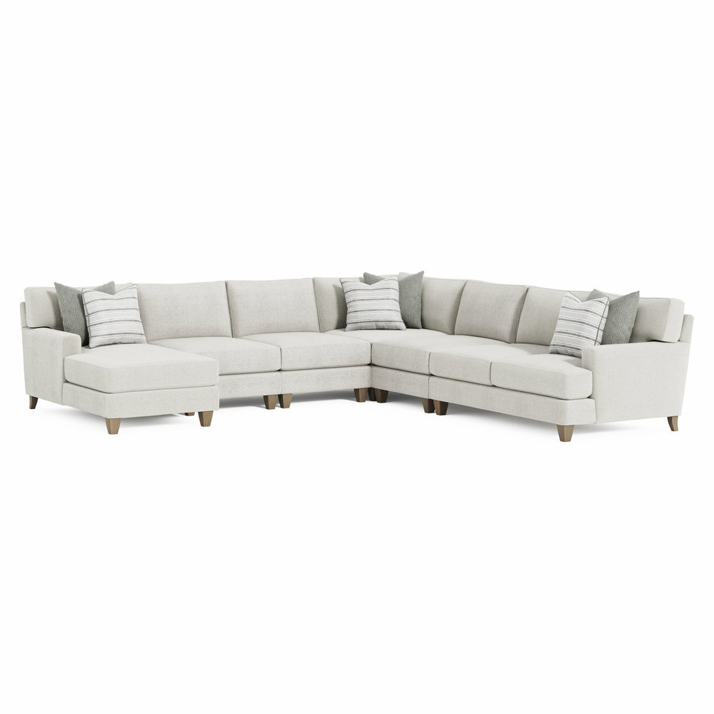Bernhardt Bernhardt Mila 6-Piece Sectional With Left Chaise, Deep Plush Natural Fabric, Tapered Legs, Made-To-Order K1972
