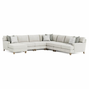 Bernhardt Bernhardt Mila 6-Piece Sectional With Left Chaise, Deep Plush Natural Fabric, Tapered Legs, Made-To-Order K1972