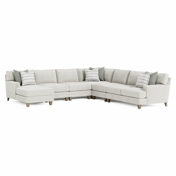 Bernhardt Bernhardt Mila 6-Piece Sectional With Left Chaise, Deep Plush Natural Fabric, Tapered Legs, Made-To-Order K1972