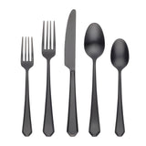 Cambridge Geo Black Satin 20-Piece Flatware Set, Stainless Steel, Dishwasher Safe