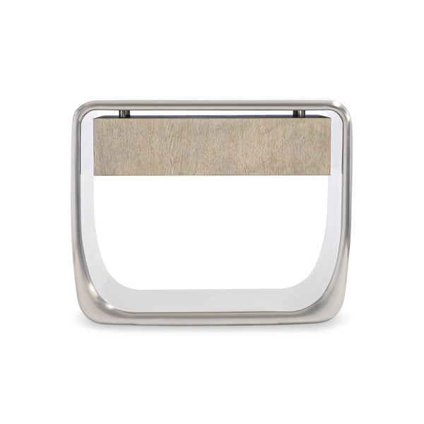 Bernhardt Bernhardt Lomond Nightstand — Midcentury Tarnished Nickel Shell, Trevin Oak Floating Drawer, 35.75"W 347230