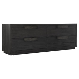 Bernhardt Bernhardt Keali Dresser With Ebonized Pine, Geometric Plinth Base, 4 Drawers & Cast-Aluminum Pulls 309054