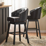 Christopher Knight Home® - Noble House - Ogden Contemporary Tufted Swivel Barstools with Nailhead Trim (Set of 2)