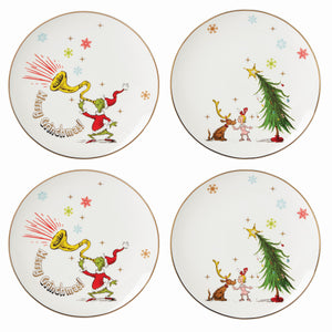 Lenox Merry Grinchmas Assorted Accent Plates, Set of 4 Green, IVORY PORCELAIN 894166