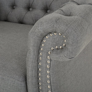 English Elm Christopher Knight Home® - Chesterfield Velvet Club Chair with Birch Wood Legs — Luxurious Textures, Deep Comfort, Elegant Accent Seating DARK GREY 34.75 L x 34 W x 24.75 H 66583.00FDGRY