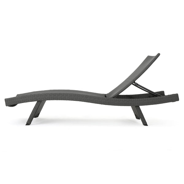 English Elm Christopher Knight Home® - Salem Pe Wicker Chaise Lounge - Stylish Grey Outdoor Seating With Weather-Resistant Comfort 52005.00GRY