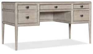 Hooker Furniture Burnham Transitional Writing Desk In Grey Mink Distressed Alder Veneer With Dark Bronze Hardware, Organized Storage And Cable Management 5921-10458-90