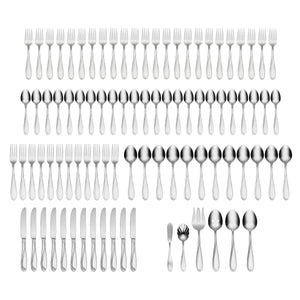 Lenox Oneida Cresta 90 Piece Everyday Flatware Set, Service for 12 Metallic, STAINLESS METAL H097090A