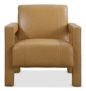 Hooker Furniture Covette Semi-Aniline Leather Accent Chair With Ladder Stitch Detail, Open-Arm Modern Comfort Statement Brown CC842-080