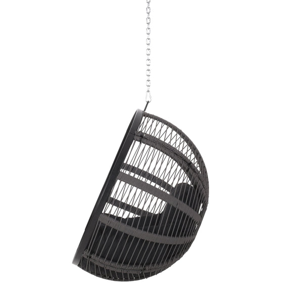 English Elm Christopher Knight Home® - WASHINGTON Therese Rope Weave Hanging Chair with 8ft Chain, Water-Resistant Cushions, Indoor/Outdoor Comfort 71223.00GBLK