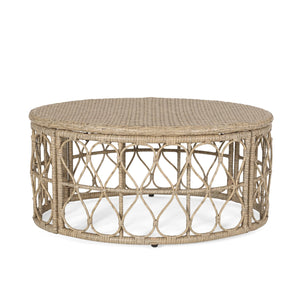 English Elm Christopher Knight Home® - BRUCE Wicker Rattan Coffee Table with Boho Weave Top, Durable Polyethylene Construction, 32.5"W Brown 70417.00LBRN