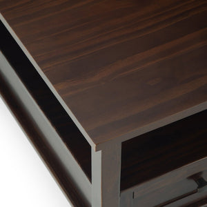 English Elm Warm Shaker Square Coffee Table - Tobacco Brown Wood With Storage, Timeless Style For Your Home B136P159736-GIGA