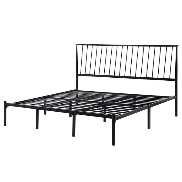 Homelegance By Top-Line Dante Metal Platform Bed with Curved Metal Headboard Black Metal