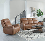 Parker House Haywood - Butternut Power Reclining Sofa And Recliner Brown 100% Leather ,Leather Match Mhay-31ph-btnt