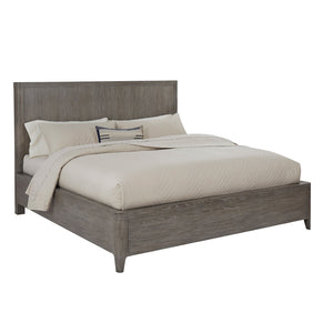 Pulaski Furniture Scott Living Griffith Queen Panel Bed Gray, Light Wood Split heart oak veneers and rubberwood solids P367-BR-K1