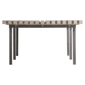 Bernhardt Bernhardt Kingston Teak Cocktail Table 62" — Sea Oat Slatted Top, Gun Metal Legs, Outdoor Durable Elegance X07021