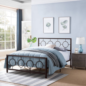 English Elm Christopher Knight Home® - QUEEN Copper Iron Metal Bed Frame – Low Profile Platform with Geometric Circular Design & Slats Support 63288.00HMCOP-Q