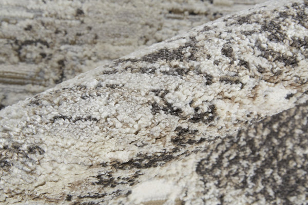 Feizy Rugs Vancouver Abstract Distressed Area Rug - Durable Polypropylene Blend For Contemporary Living Spaces Ivory,Gray,Brown Polypropylene,Polyester Vnr39fhfivychlf05