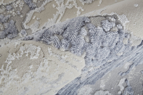 Feizy Rugs Laina Abstract Low Pile Rug - Modern Transitional Design For Living Rooms And Bedrooms, Easy Care Ivory,Blue Polyester,Polypropylene Lai39g8fblu000h18