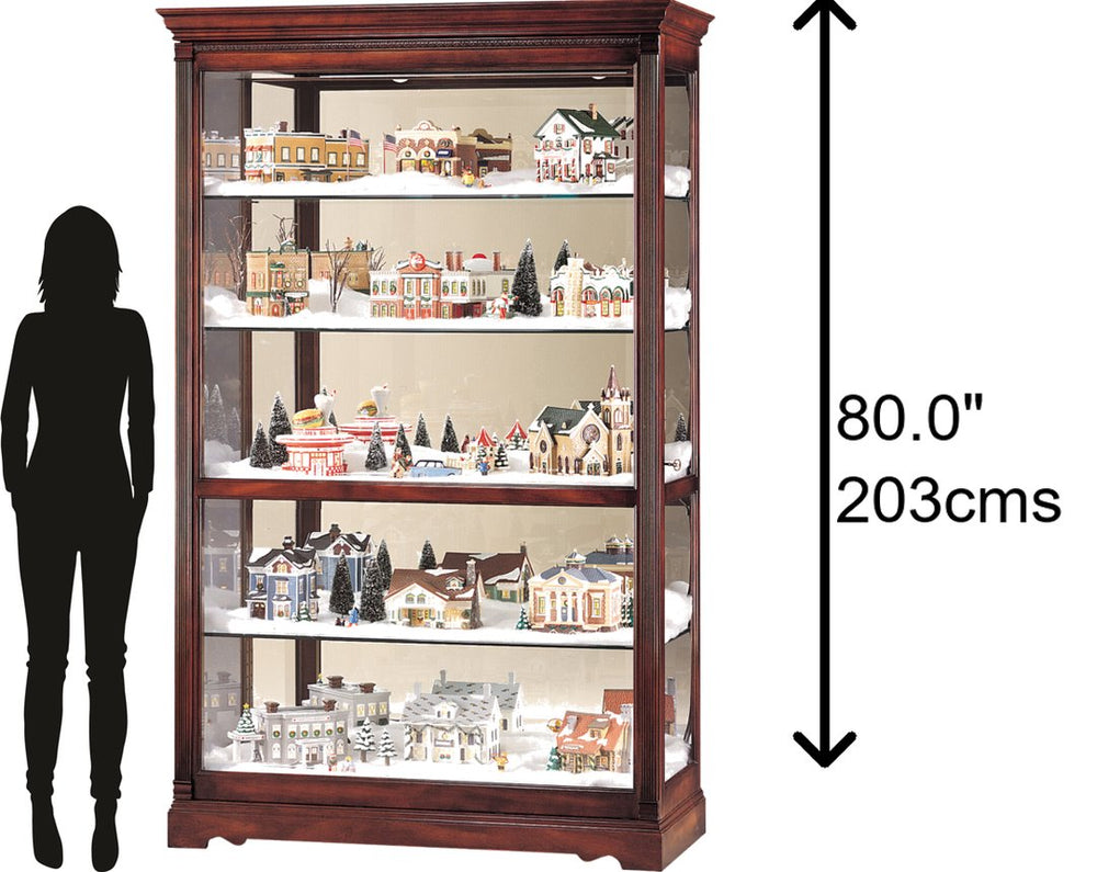 Hekman Furniture 680235 Townsend Curio Cabinet - Elegant Antique Glass Display With Adjustable Shelves & Lighting Windsor Cherry Townsend Curio Cabinet 680235