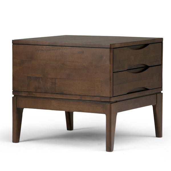 English Elm Harper End Table - Mid-Century Modern Walnut Brown With Storage Drawers For Versatile Living Spaces B136P158161