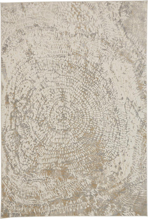 Feizy Rugs Parker Abstract Distressed Rug - Contemporary Viscose And Polyester Design For Modern Interiors Ivory,Tan,Gray Viscose,Polyester Prk3702fslvivyg00