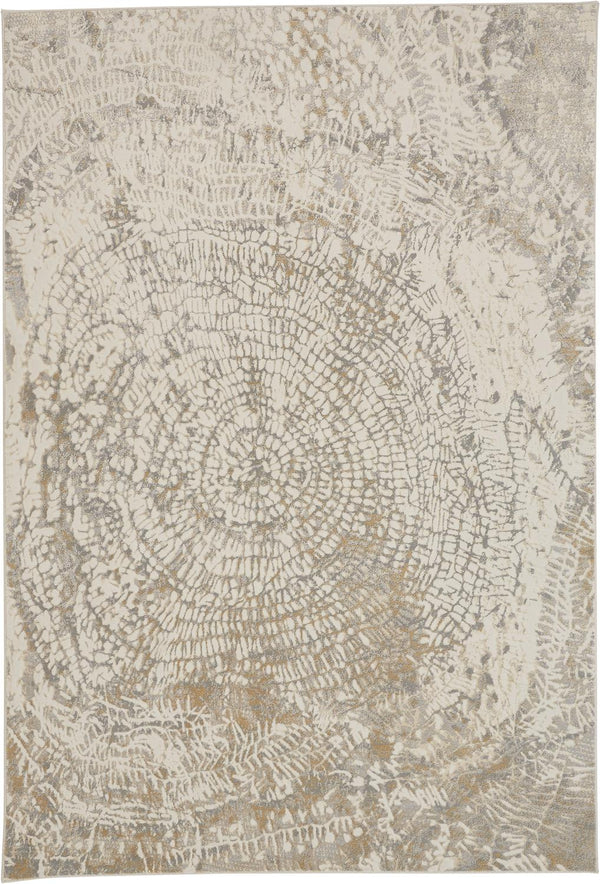 Feizy Rugs Parker Abstract Distressed Rug - Contemporary Viscose And Polyester Design For Modern Interiors Ivory,Tan,Gray Viscose,Polyester Prk3702fslvivyg00