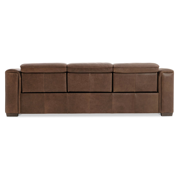 Bernhardt Bernhardt Billings Leather Power Motion Sofa With Pop-Up Headrests, Fold-Over Padded Arms & Stitching 527RLO