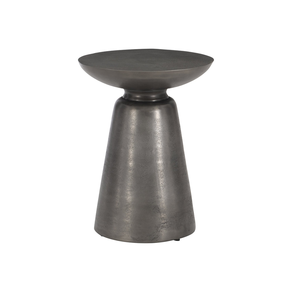 Bernhardt Bernhardt Catalan Outdoor Accent Table With Conical Cast-Aluminum Base, Matte Graphite Finish, Weather-Resistant Shield (19.25"H) X03128