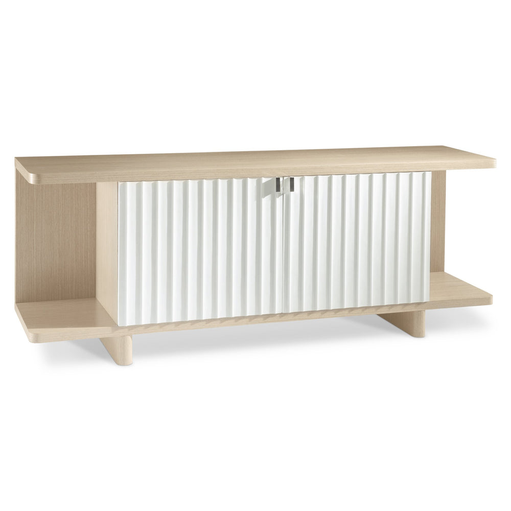 Bernhardt Bernhardt Modulum Sideboard With Fluted Faux-Stone Doors, Soft-Close Drawers & Open Display Shelves 315131