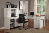 Boca L Shape Desk with File Credenza and Hutch Cottage White BOC-5PC-LDESK-F-CDZ-HTCH Parker House